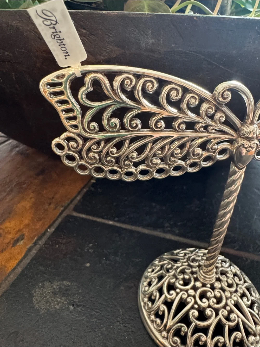 Brighton Silver Filigree Dragonfly Jewelry Stand NEW NWT